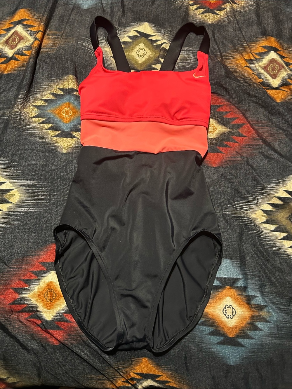 Nike Colorblock One-Piece Swimsuit - Red/Coral/Black